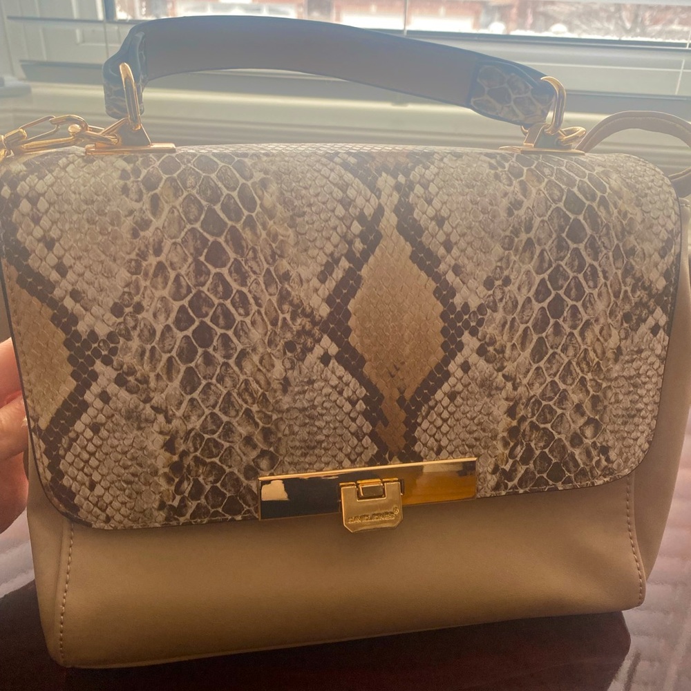 Beige print handbag